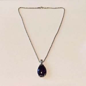 Genuine amethyst pendant enhancer and chain